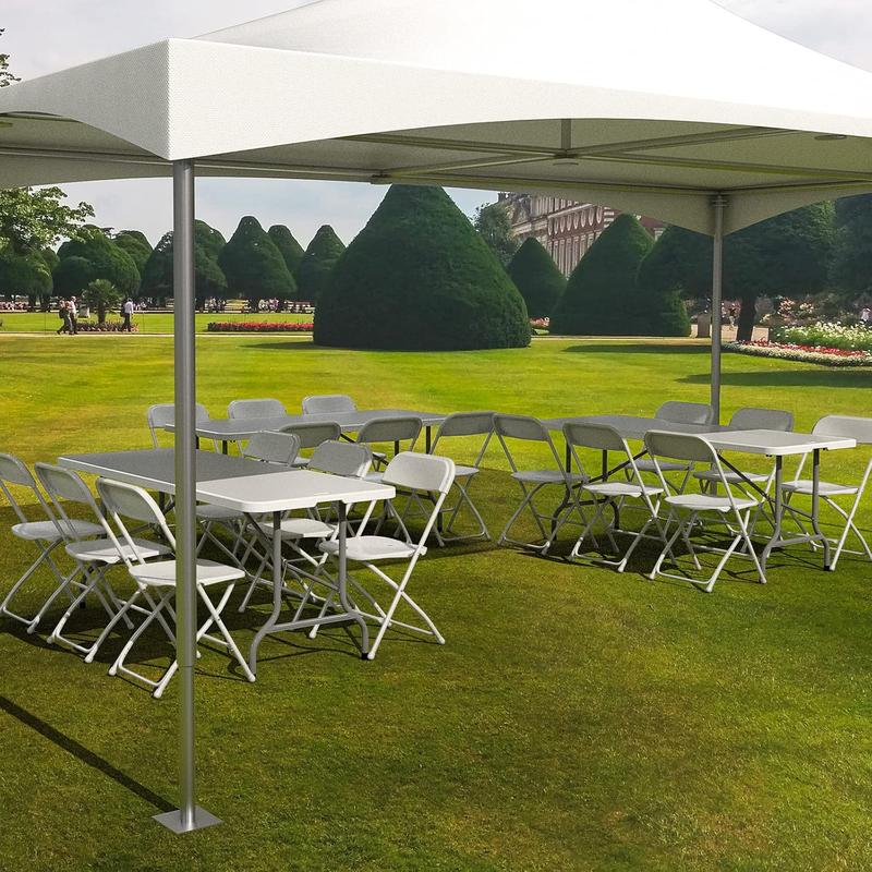 Sillas plegables de plástico VINGLI - Juegos de 4/6/10 piezas, asientos resistentes de color blanco con estructura metálica estable, diseño limpio, muebles de interior que ahorran espacio, fácil plegado, montaje rápido, patas de goma que protegen los suel