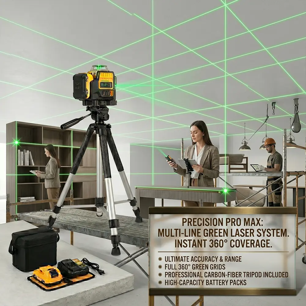 Medidor láser de líneas verdes vertical de 360° con batería de litio de 12 V