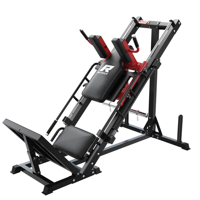 RitFit BLP01 Máquina 3 en 1 de prensa de piernas y sentadilla hack con pedales de acero y patrones antideslizantes para gimnasio en casa, máquinas de abducción de cadera, equipo de entrenamiento ajustable, equipo de fitness para el hogar, equipo de gimnas