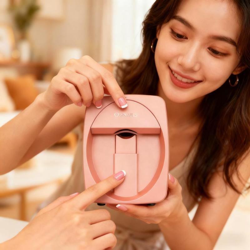 Impresora 3D de uñas, impresora digital móvil para decoración de uñas con control por aplicación, para uso en salones y hogares, impresión de fotos personalizadas/impresión rápida de aproximadamente 450 veces/10 s, diseño DIY de decoración de uñas rosa