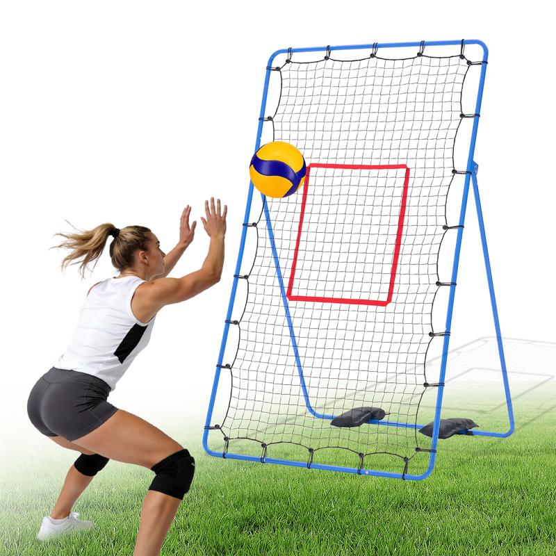 Red de rebote para voleibol Sweetcrispy de 2,1 x 1,2 m, entrenador portátil con estructura de acero y red de alta resistencia, 5 ángulos ajustables para adultos, playa y parque, voleibol, todas las edades, montaje portátil, multideporte, buen rebote, devo