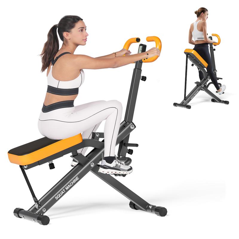 Máquina de sentadillas Dland para glúteos, resistencia ajustable, equipo de ejercicio plegable, máquina de ejercicios para piernas con capacidad de peso de 350 libras para mujeres, máquina de remo, TikTokShopBlackFriday Hiit Killer LCD Display