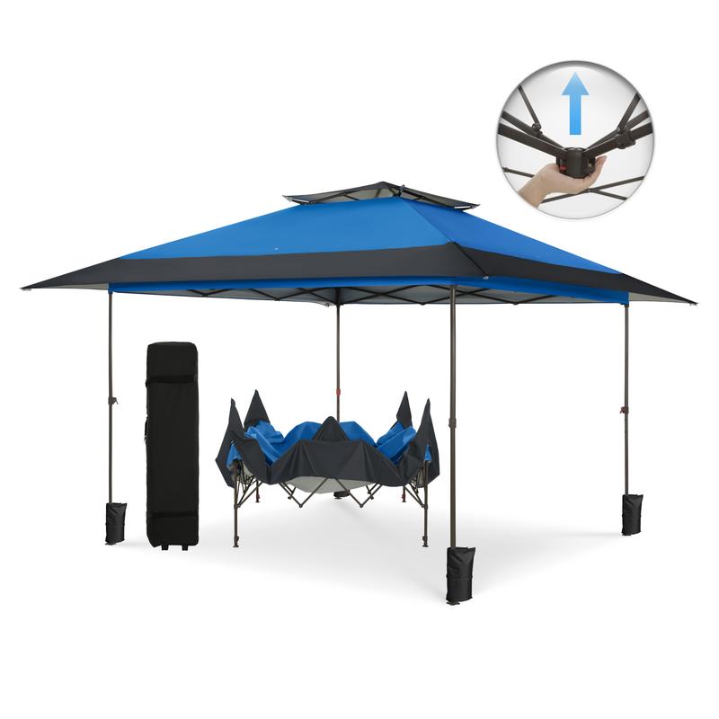 OfertasParaTiDías PHIVILLA Fácil Montaje 13x13 pies Cenador con toldo desplegable Tienda de exterior 169 pies cuadrados Diseño plegable para sombra, carpa con toldo portátil instantánea para exteriores con bolsa con ruedas,