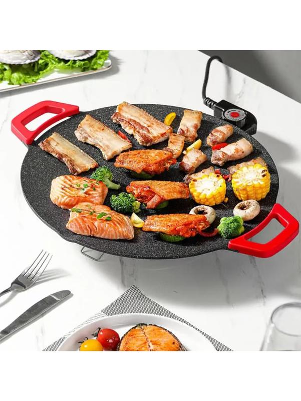 Parrilla eléctrica coreana portátil extragrande mejorada AORAN KITCHEN de 1800 W con bandeja para hornear antiadherente sin humo, control de temperatura ajustable, bandeja universal para asar, adecuada para cocinar en casa.