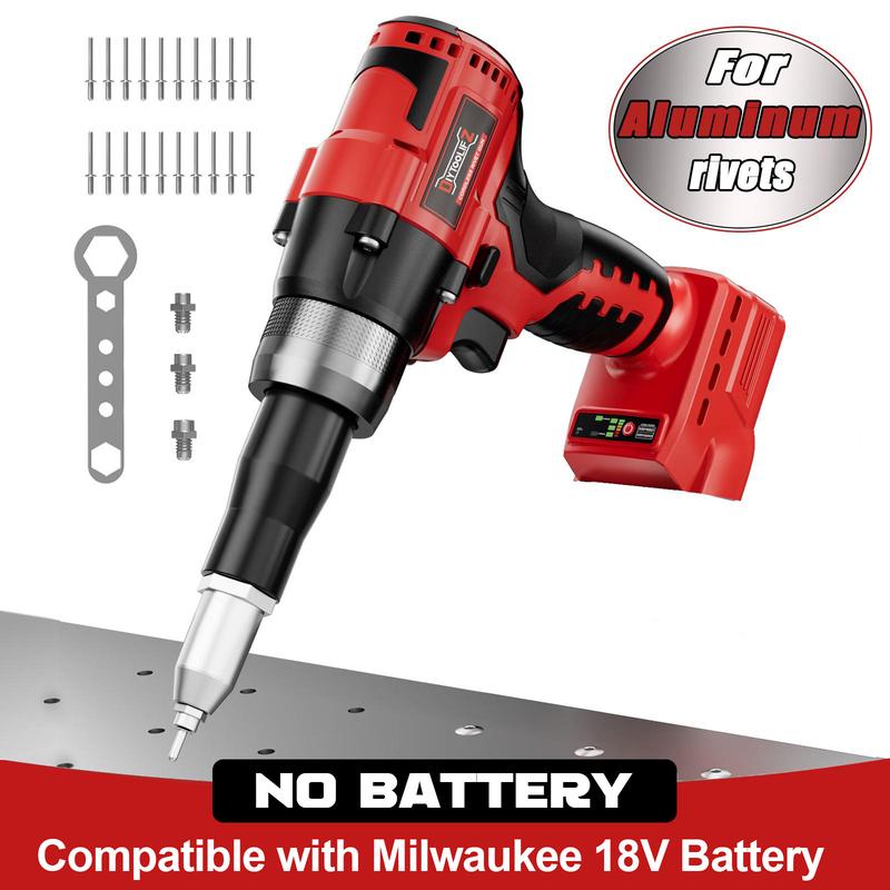 Remachadora eléctrica inalámbrica compatible con batería Dewalt de 20 V (¡¡SIN batería!!), 3 tamaños de remaches de aluminio (1/8", 5/32", 3/16"), con boquilla de kit, herramientas de ferretería industrial de metal summervibes
