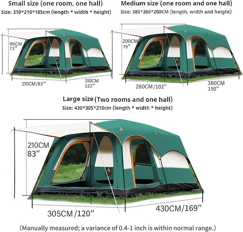 【Artículos esenciales para acampar】Tienda de campaña familiar extragrande 2026 para 10-12 personas, impermeable, de montaje instantáneo, de poliéster Oxford, ligera, con ventanas de malla y doble puerta. Accesorios para acampar al aire libre, senderismo,