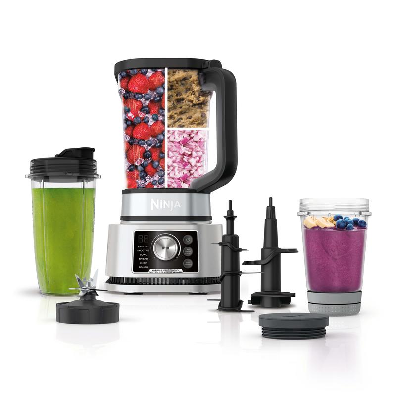 Sistema de batidora y procesador de alimentos con máquina para preparar batidos y extractor de nutrientes + batidora 4 en 1 de 1400 WP - SS351