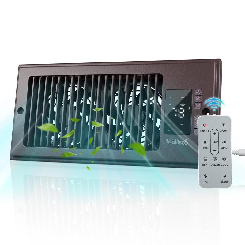 Ventilador de refuerzo para rejillas de ventilación de 4" x 10", ventilador de ventana, ventilador de ventilación silencioso de 10 velocidades con termostato y control remoto, refuerzo de ventilación de aire con iones negativos, mejora el flujo de aire y