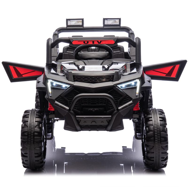 Coche todoterreno infantil UTV de 24 V y 400 W con control remoto, diseño de 4 ruedas, suspensión con amortiguación, luces LED, Bluetooth USB, indicador de batería, rueda motorizada, juguete para exteriores para niños de 3 años en adelante, diseño de cuat