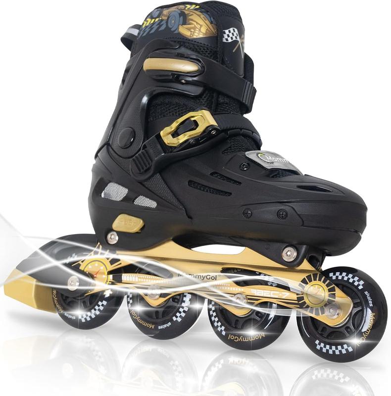 Patines en línea Nattork para niños y niñas (de 6 a 12 años): patines de velocidad ajustables en 4 tallas con ruedas de poliuretano brillantes de rodadura suave, patines en línea agresivos de alto rendimiento.