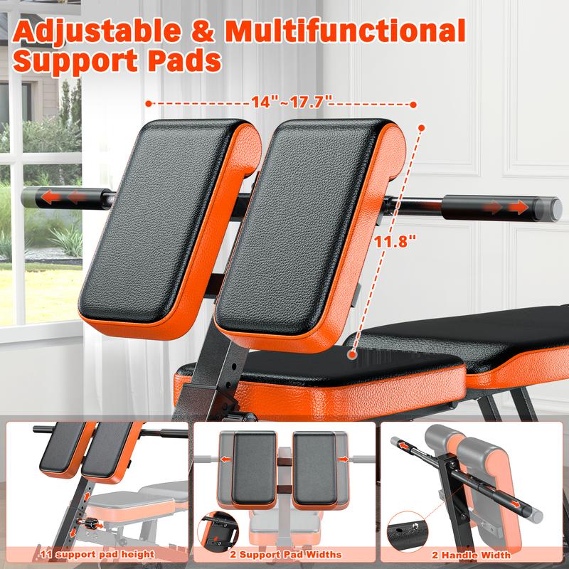 Banco de pesas multifuncional Bearbro FID para un entrenamiento corporal completo: extensión de espalda, silla romana, banco ajustable para abdominales, banco inclinado/deciliar, banco plano. Soporta hasta 450 kg. Ideal para entrenamientos en casa y activ
