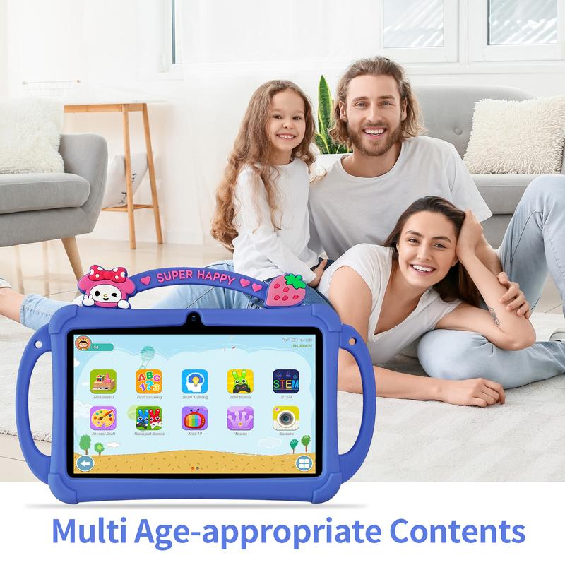 [Summervibes] Tableta infantil PRITOM de 7 pulgadas con Android 13, Bluetooth, WiFi, pantalla HD, funda protectora, control parental, doble cámara y aplicaciones educativas preinstaladas. Tableta ideal para el aprendizaje de niños y niñas.
