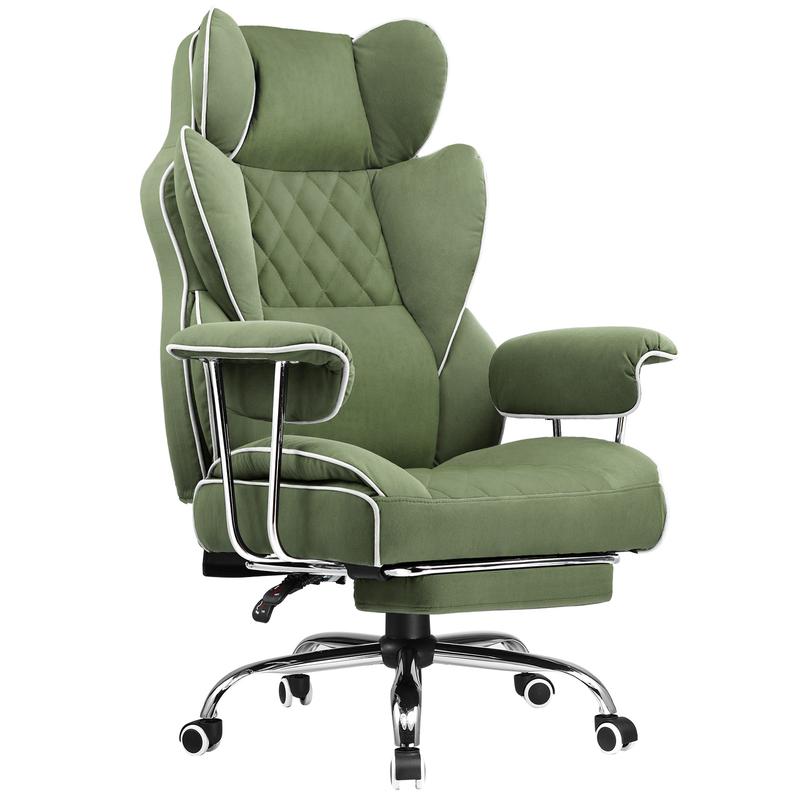 【Ofertas imperdibles】Silla de oficina grande y alta COMHOMA, soporta hasta 181 kg (400 lbs), silla ergonómica para juegos con cuero de lujo con relieve, reposapiés, reclinación de 150°, reposabrazos ajustables y respaldo con resortes ensacados.