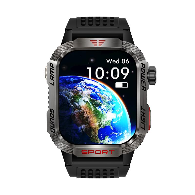 Reloj inteligente LOPEZ TIPS: el mejor reloj inteligente para exteriores para hombres, linterna LED, detector de dinero UV, brújula, sensor de altitud, carcasa resistente de aleación, modos deportivos y de fitness.