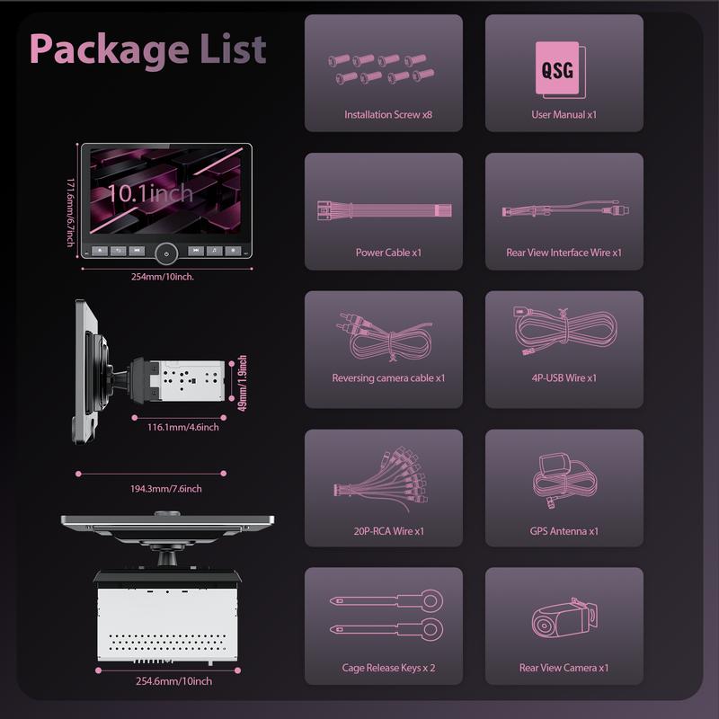 Autoestéreo Haudio de 10.1" con Android 13, pantalla giratoria de 360°, mejora de sonido DSP, botones físicos, pantalla táctil IPS, CarPlay, Android Auto, radio FM/AM, navegación GPS, 2 GB de RAM + 64 GB de almacenamiento, Bluetooth.