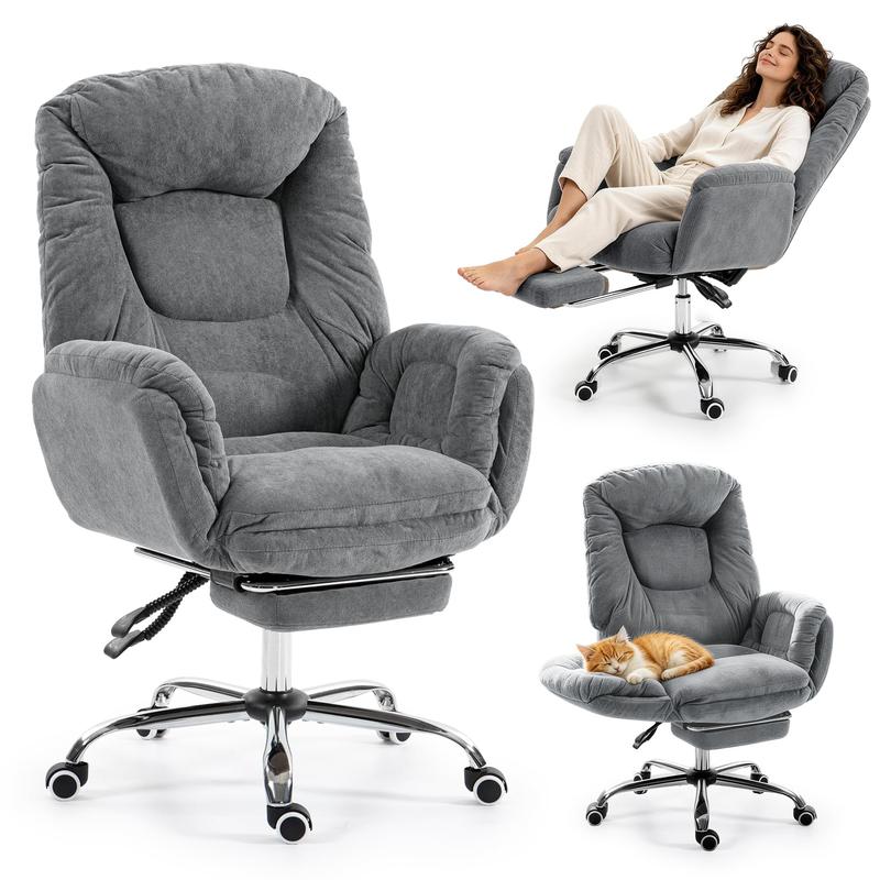Silla de comedor ergonómica Garvee Criss Cross: respaldo alto, reposabrazos ajustables en 3 niveles, reposapiés, comodidad para piernas cruzadas, para personas altas y corpulentas, silla de escritorio con ruedas para juegos en el hogar o la oficina.