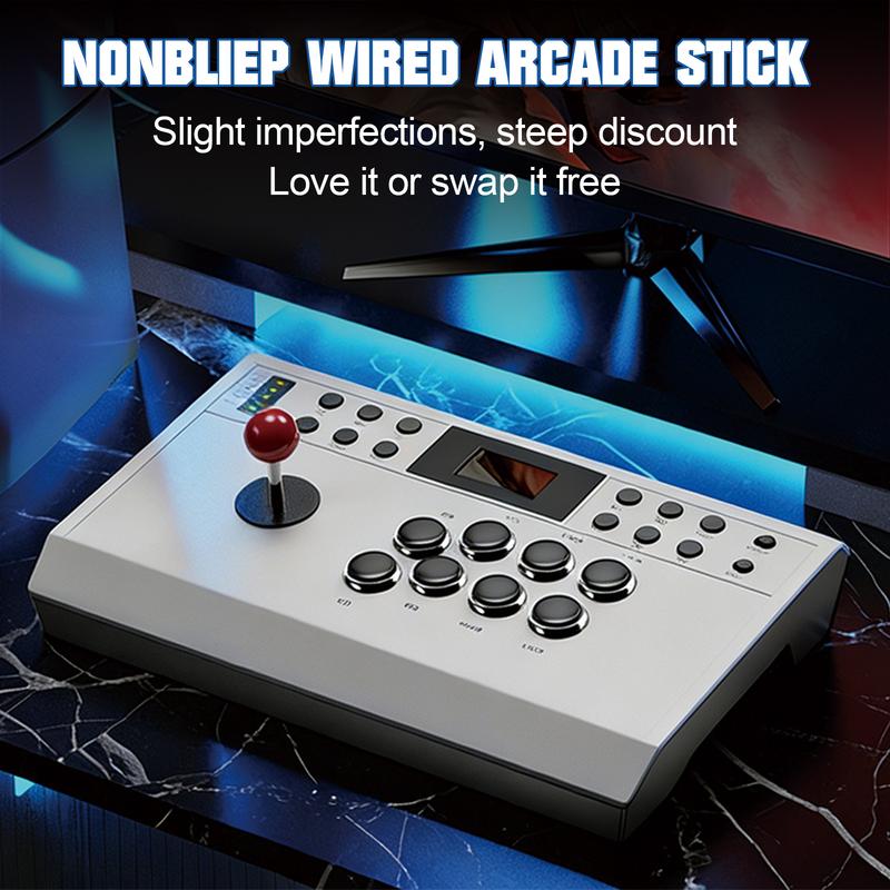 Joystick arcade con cable Nonbliep compatible con PlayStation 5/PS4/PC/Android, para PS5 Fight Stick con función de programación, función turbo, cable trenzado de 3 metros y conexión por cable.