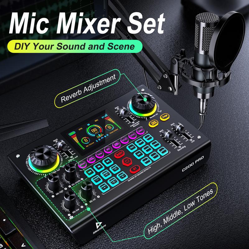 Mezclador de audio USB Ideanthro C200 PRO-P15, tarjeta de sonido DSP de doble núcleo con micrófono y auriculares duales, cambiador de voz y ecualizador para streaming, grabación y la mayoría de las plataformas en vivo. #VictoriasDeVerano #OfertasParaTi