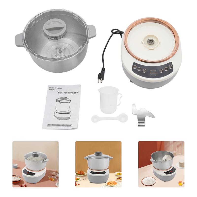 Mezcladora de masa de mesa CNCEST de 5 litros - 110 V 200 W estándar estadounidense, control digital con ajuste de temporizador, acero inoxidable 304 y ABS, función de fermentación, vaso medidor, herramienta separadora de huevos, recipiente liso fácil de 