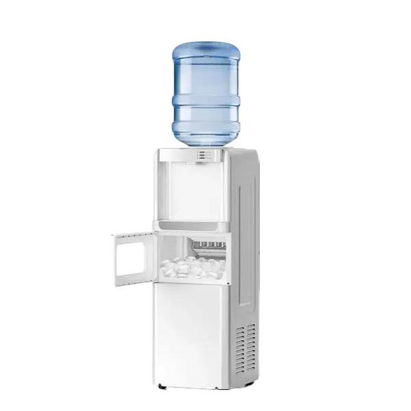 Dispensador de agua Kismile [Regreso a clases] con máquina de hielo - Producción diaria de hielo de 15 kg, bloqueo para niños, agua caliente, diseño de bajo consumo, compatible con botellas de 7,5/12,8/19 litros para uso doméstico/personas mayores - Negro