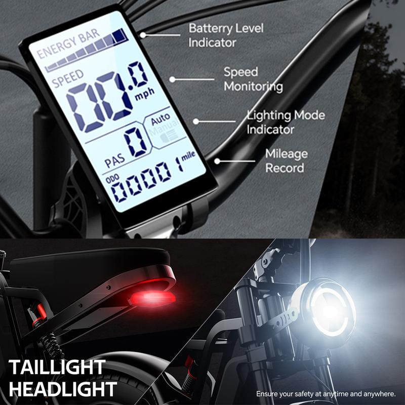 Bicicleta eléctrica todoterreno de 1500 W | Suspensión completa | Velocidad máxima 55 km/h | Autonomía de más de 64 km | Batería extraíble de 48 V y 15 Ah | Faros LED | Neumáticos anchos todoterreno de 20 pulgadas | Bicicleta eléctrica con certificación U