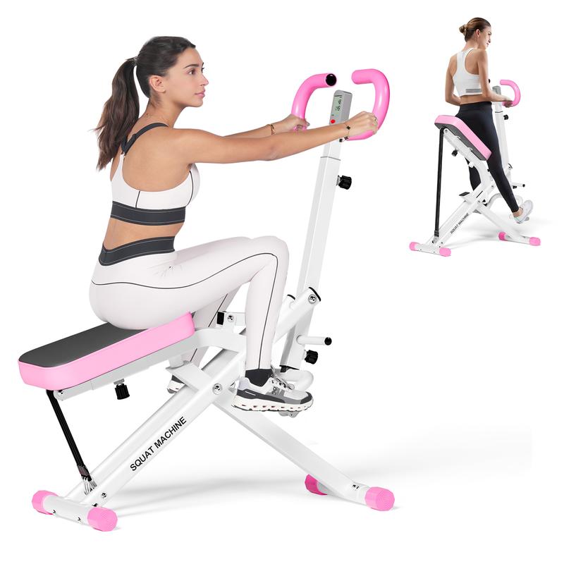 Máquina de sentadillas Dland para glúteos, resistencia ajustable, equipo de ejercicio plegable, máquina de ejercicios para piernas con capacidad de peso de 350 libras para mujeres, máquina de remo, TikTokShopBlackFriday Hiit Killer LCD Display