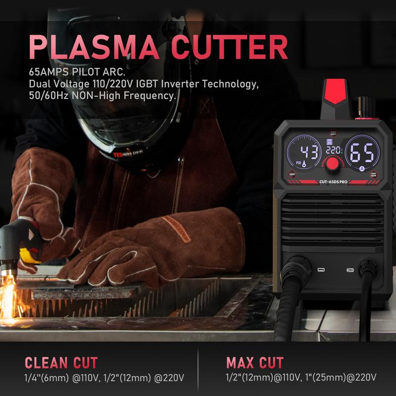 YESWELDER CUT-50DS Cortadora de plasma digital de 50 amperios y 110/220 V, kit completo con salida ajustable, función 2T/4T, corte máximo de 16/25" - Herramientas y dispositivos, herramientas de trabajo para la construcción