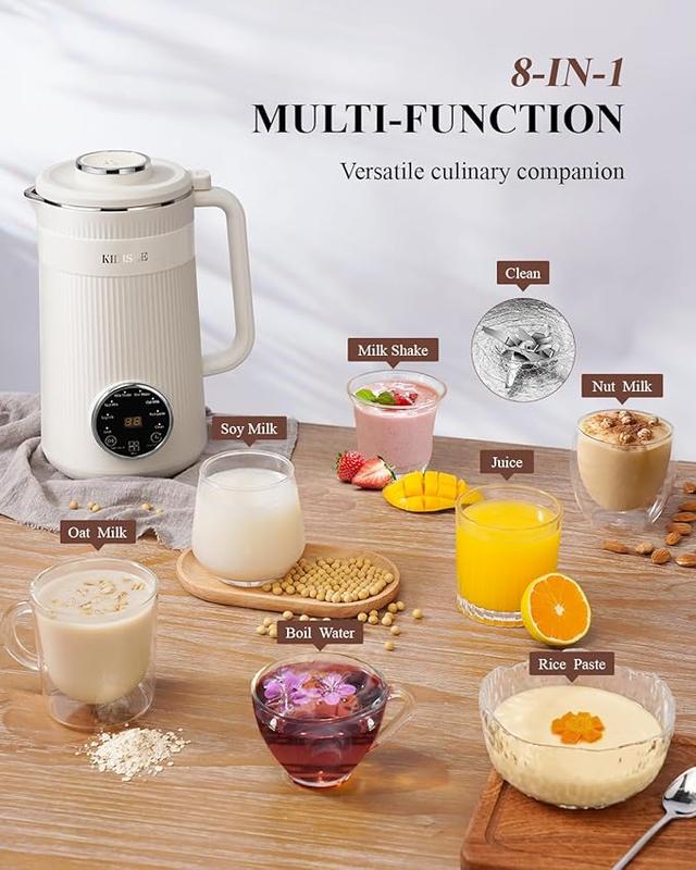 Cafetera y máquina de leche vegetal multifuncional 8 en 1, 946 ml (32 oz), autolimpieza automática, inicio diferido, función para mantener caliente, hierve el agua – Acero inoxidable SummerVibes
