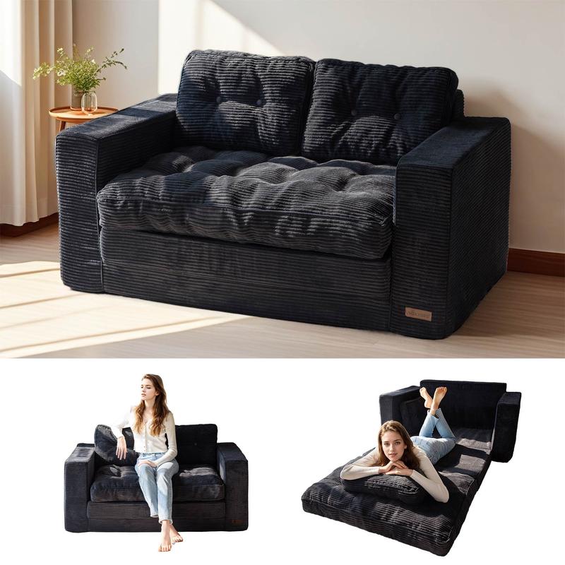 Ofertas para ti MAXYOYO Sofá cama plegable convertible 2 en 1 con almohadas, sofá de dos plazas extraíble para sala de estar, dormitorio o salón