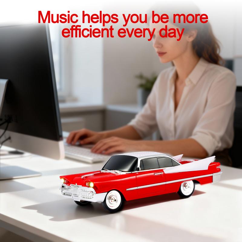 Altavoz Bluetooth WSTER WS-1965 réplica de muscle car clásico con luces LED, batería recargable y audio portátil para amantes de los coches.