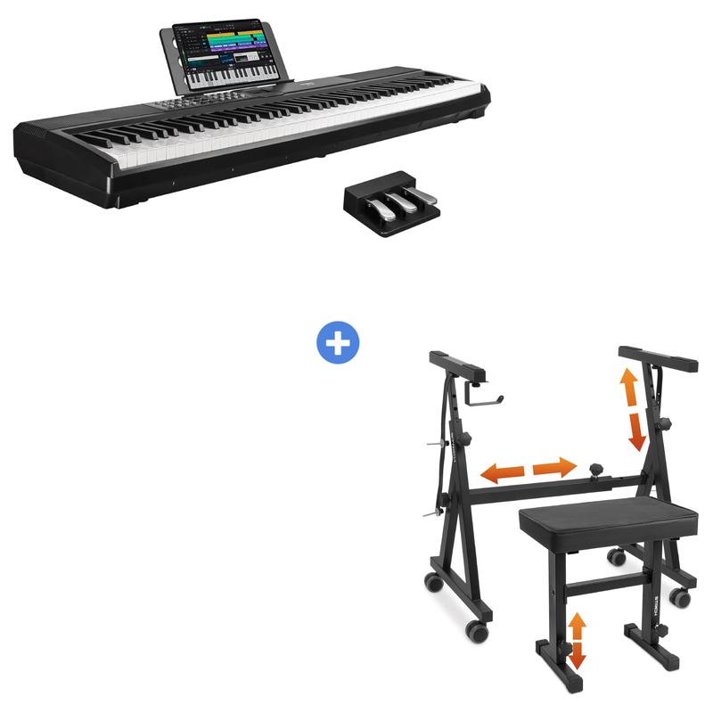 Teclado STRICH de 88 teclas contrapesadas con pedal de sustain, piano digital con acción de martillo, altavoces integrados de 2x15W, teclado de piano eléctrico de tamaño completo compatible con conexión USB-MIDI/inalámbrica, SDP-120 Regalo para el Día del