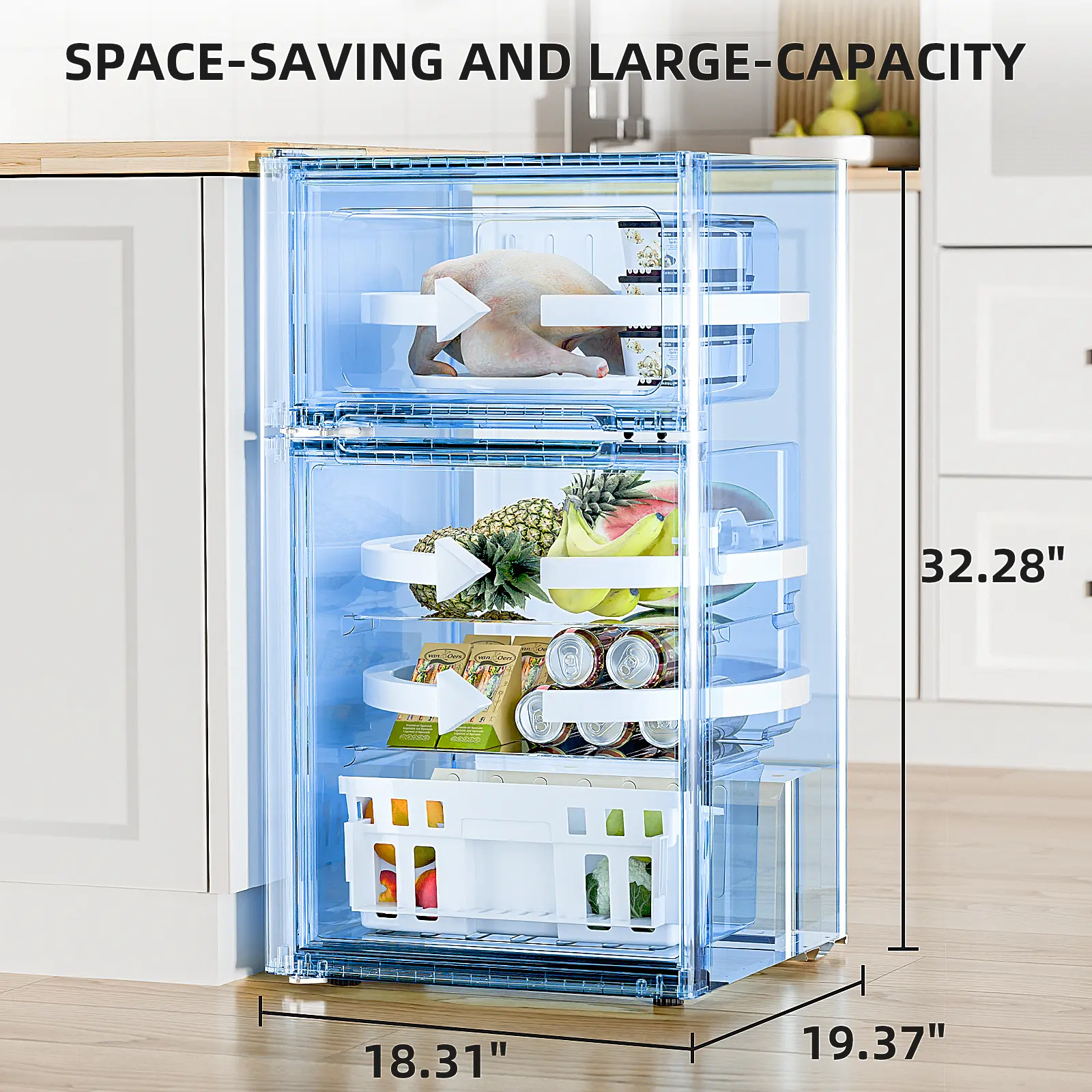 Minirefrigerador de 3,2 pies cúbicos con congelador; refrigerador compacto de doble puerta con estantes ajustables y extraíbles.