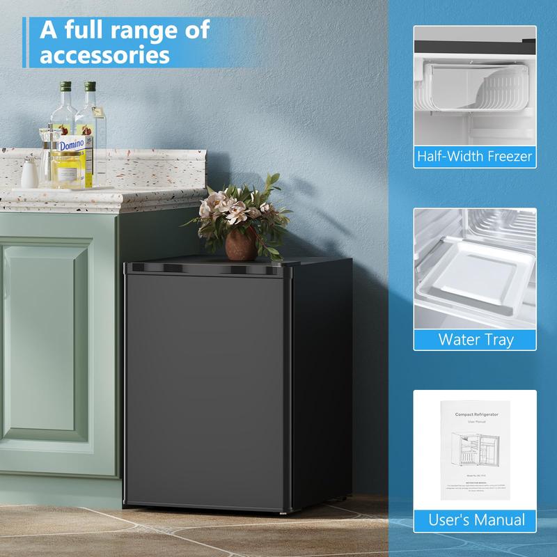 Mini refrigerador portátil COWSAR de 1.6/2.6 pies cúbicos con congelador separado, refrigerador compacto de una puerta, 7 ajustes de temperatura, 2 estantes extraíbles, 0.66 kWh/día, 0 °F-32 °F, 25 x 19.09 x 17.52 pulgadas, ideal para dormitorio, oficina,