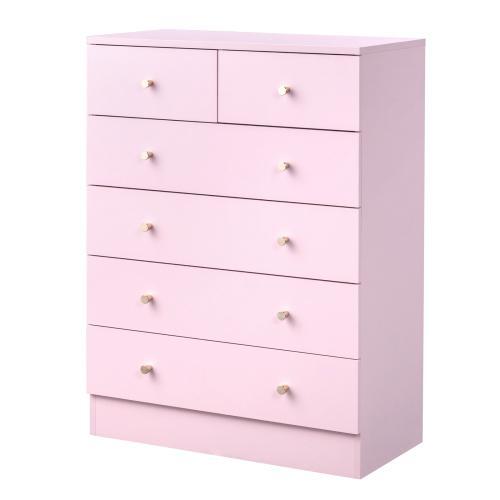 Cómoda rosa de 5 cajones para dormitorio, cómoda moderna de madera, cómodas rosas para dormitorio de niñas, dispositivo antivuelco, tirador de metal oro rosa, sala de estar, recibidor, pasillo, oficina