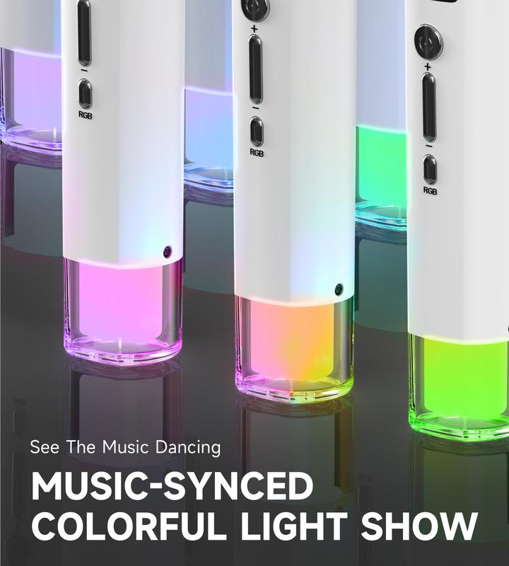 Micrófonos inalámbricos #SummerVibe, micrófono con conexión de chip uno a uno y luces LED, 40 horas de duración, alcance de recepción de 200 pies, micrófono de karaoke con control de volumen para cantar, hablar, fiestas en casa,