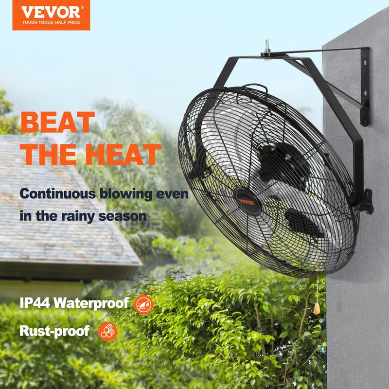 Ventilador de pared impermeable IP44, 3 velocidades, alta velocidad máxima de 4150 CFM, ventilador de pared industrial, comercial o residencial para almacén, invernadero, taller, patio, negro.