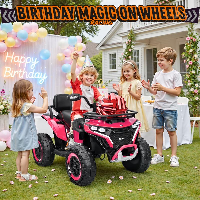 JOYRACER 24V 4WD Quad para niños con música, 800W con 2 asientos XL para niños pequeños, neumáticos EVA, coche a batería, control remoto, rodilleras, Bluetooth, coche de juguete para niños mayores, regalo perfecto para niños y niñas de 3 a 8 años.