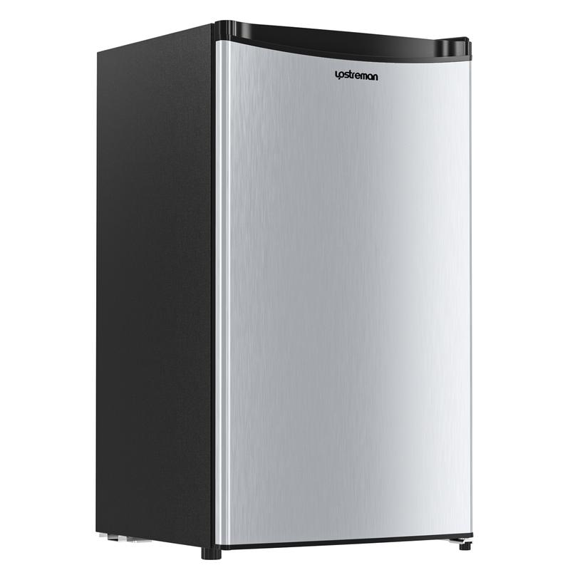 Mininevera Upstreman de 90 litros con congelador - Nevera de viaje compacta de una puerta, estantes de plástico, modelo BR321 de alta eficiencia, termostato ajustable, silenciosa, de bajo consumo energético para dormitorios, con un servicio al cliente fia