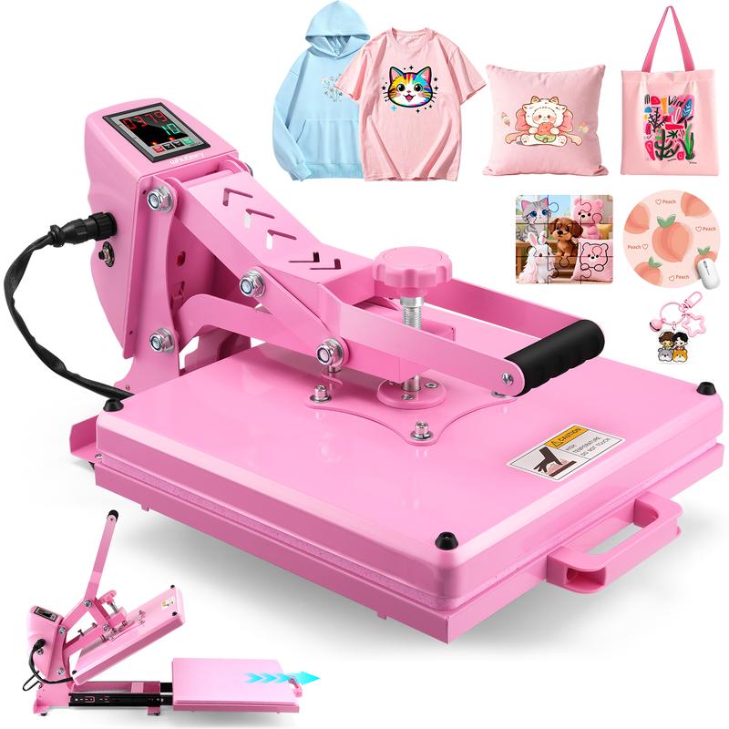 Prensa térmica de sublimación deslizante AKEYDIY de 15 × 15 pulgadas, prensa térmica con tapa abatible, máquina de transferencia digital de grado industrial, calentamiento rápido, adecuada para vinilo de transferencia térmica, funciona para camisetas, bol