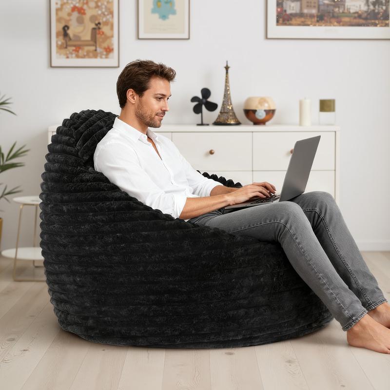 Sillón tipo puf, pufs de 99 cm para adultos y niños, silla con relleno de espuma viscoelástica, sofá tipo puf con respaldo y reposabrazos, sofá cómodo para sala de estar, dormitorio y residencia estudiantil, summerwins