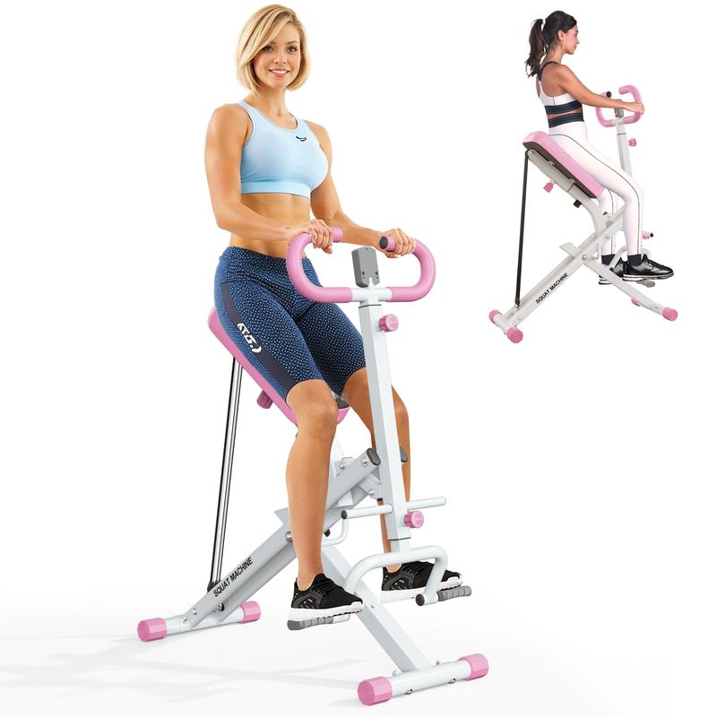 Máquina de sentadillas Dland para glúteos, resistencia ajustable, equipo de ejercicio plegable, máquina de ejercicios para piernas con capacidad de peso de 350 libras para mujeres, máquina de remo, TikTokShopBlackFriday Hiit Killer LCD Display