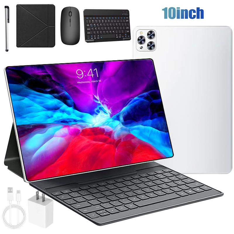 Tablet Android 15 de 10,1" con teclado, lápiz óptico, ratón y funda – 4 GB de RAM, 64 GB de ROM, doble SIM, pantalla IPS de 1280x800, cámara de 13 MP + 5 MP, batería de 5000 mAh, ideal como regalo de San Valentín.