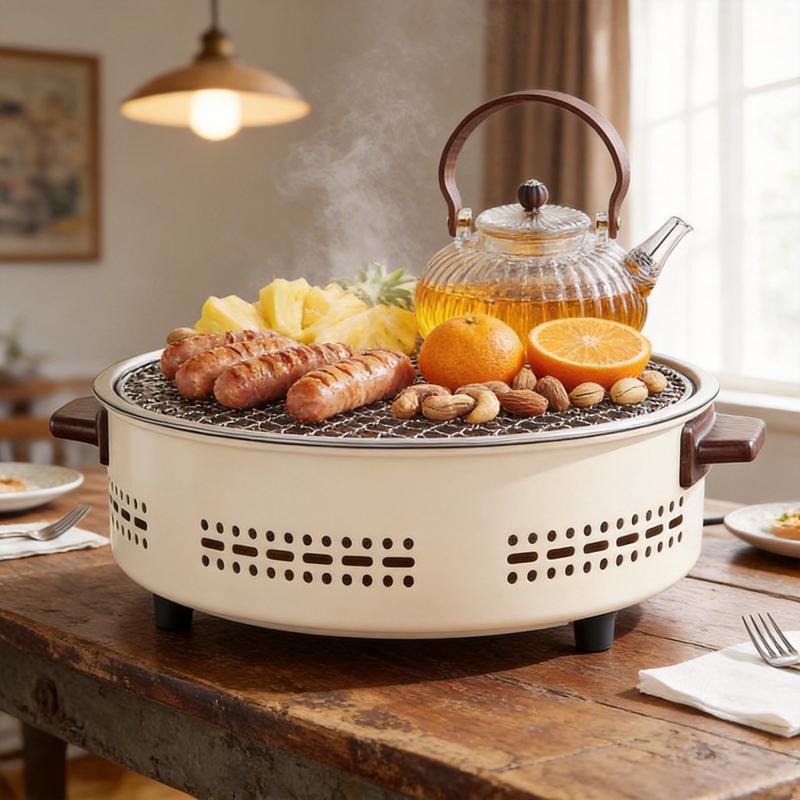 Parrilla portátil multifunción 2 en 1 Aoran, con funcionamiento a carbón y eléctrico, ideal para asar, cocinar y hervir agua; perfecta para reuniones familiares y acampadas al aire libre.