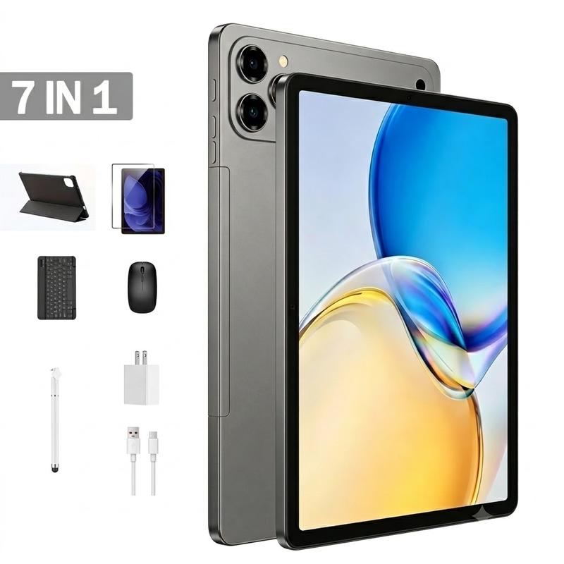 【Ofertas para ti】Tablet W&O de 11 pulgadas con Android 15, 12 GB de RAM, 256 GB de ROM, batería de 10000 mAh, paquete 7 en 1 con teclado Bluetooth, ratón, funda, lápiz óptico, cámara dual, tableta portátil tipo C, regalo ideal para la vuelta al cole.