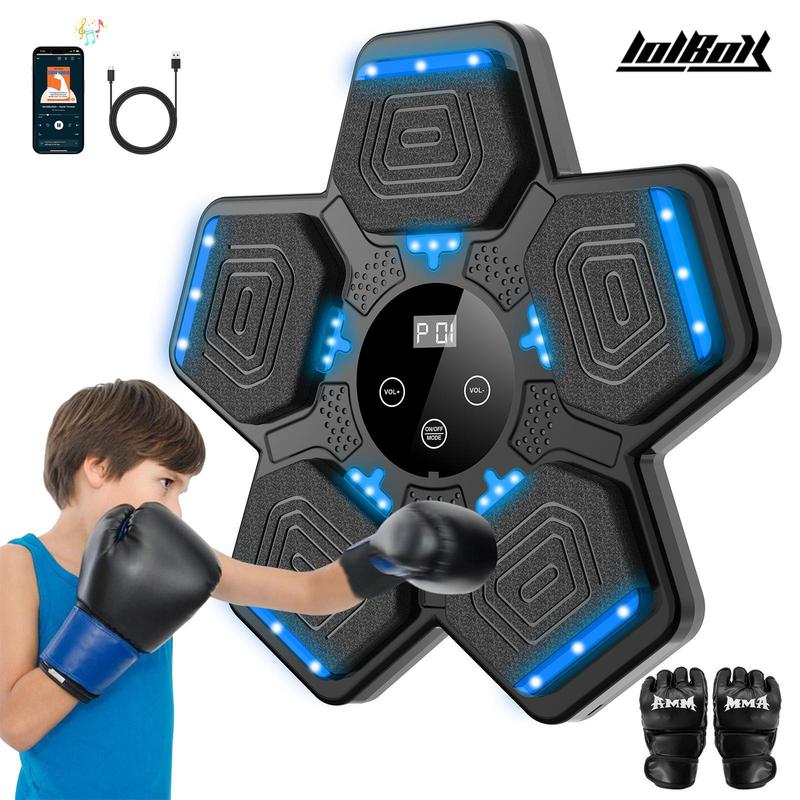 Máquina de boxeo con música Bluetooth mejorada (modelo 2026) con guantes de boxeo y plataforma de golpeo inteligente para montaje en pared, entrenador de boxeo con velocidad ajustable. Equipo de entrenamiento para el hogar, apto para niños mayores de 6 añ