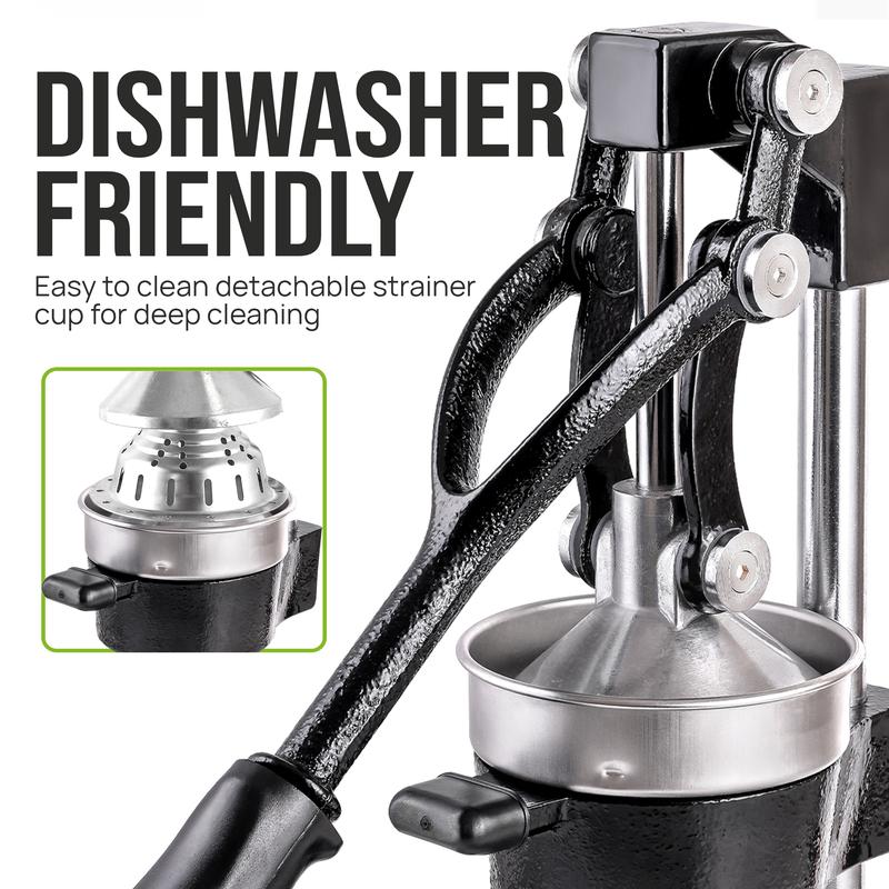 Exprimidor profesional de hierro fundido de alta resistencia para cítricos - Tazón de 12,7 cm, diseño duradero para una máxima extracción de jugo, fácil de limpiar y seguro de usar, garantía de por vida - Fruta