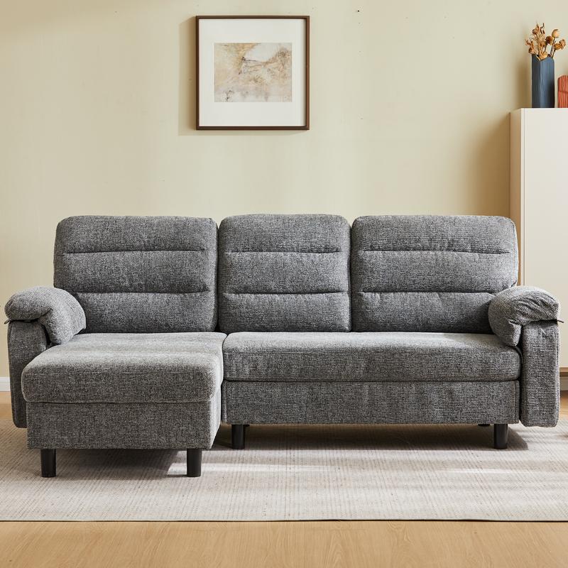 Sofá chaise longue modular en forma de L de 3 plazas - Sofá cama de asiento profundo, sofá tapizado moderno para sala de estar, muebles de apartamento