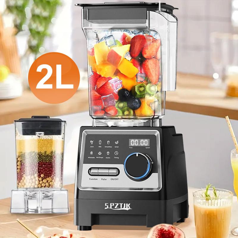 Licuadora profesional SPZTJK, licuadora de cocina de 68 oz, libre de BPA, 2 recipientes, licuadora de mostrador, trituradora de hielo y máx. 1400 vatios/1000 vatios, licuadora y molinillo combinados, batidos/jugos/mantequilla de frutos secos/procesador de