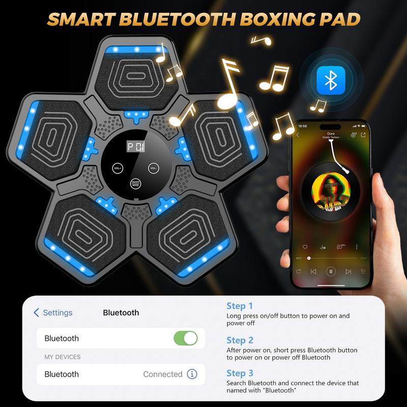 Máquina de boxeo con música Bluetooth mejorada (modelo 2026) con guantes de boxeo y plataforma de golpeo inteligente para montaje en pared, entrenador de boxeo con velocidad ajustable. Equipo de entrenamiento para el hogar, apto para niños mayores de 6 añ