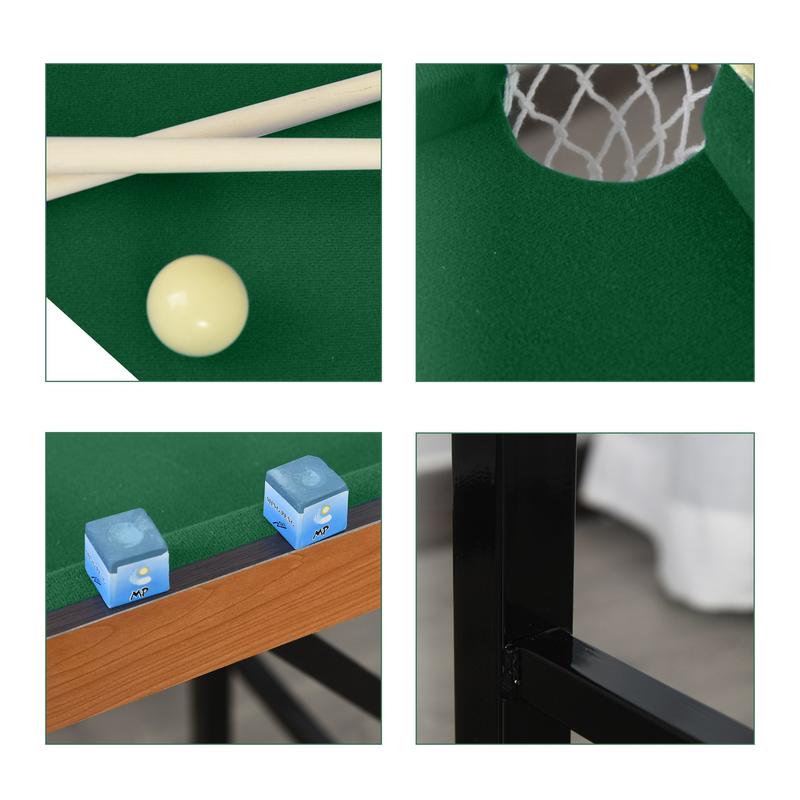 Mesa de billar plegable portátil Soozier de 140 cm (55 pulgadas), tablero de MDF y estructura de pino con superficie de vellón de poliéster, accesorios de ABS y plástico incluidos, para niños y adultos, compacta, incluye tacos y accesorios, patas ajustabl